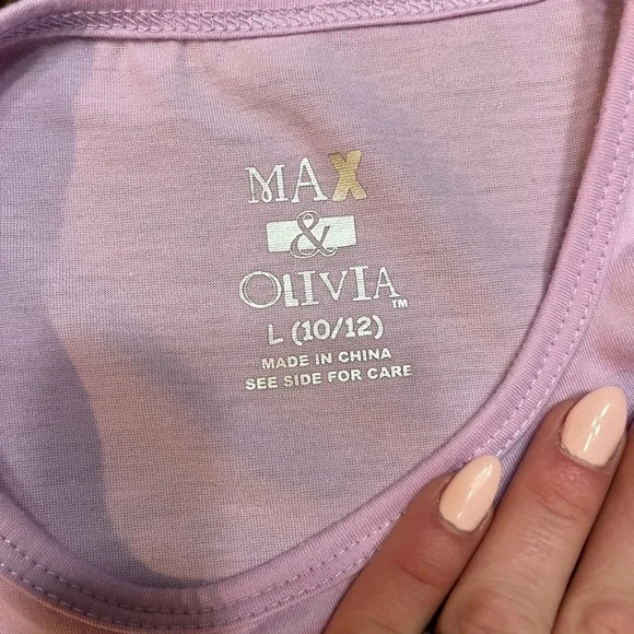 Max & Olivia Lavender Long Sleeve Sleep Top koala pocket - Picture 5 of 5